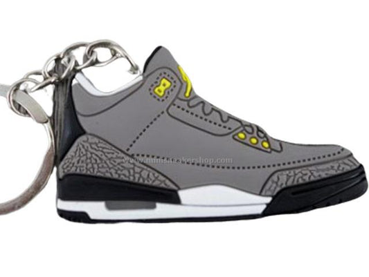 Flat Silicon AJ3  keychain - Cool Grey LS