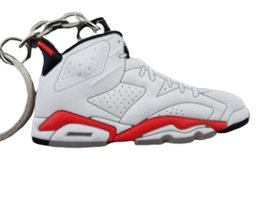Flat Silicon Sneaker Keychain AJ 6 - White Infrared