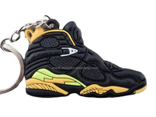 Flat Silicon Sneaker Keychain Jordan 8 - Black Citrus