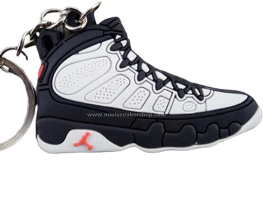 Flat Silicon Sneaker Keychain AJ 9 - White Black True Red