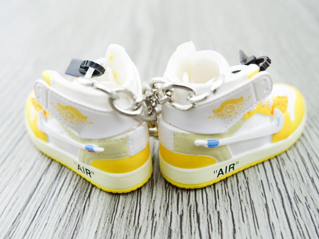 Mini sneaker keychain 3D Air Jordan 1 x OW inspired Yellow ( Unreleased sample) HQ