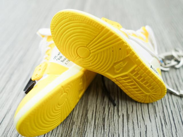 Mini sneaker keychain 3D Air Jordan 1 x OW inspired Yellow ( Unreleased sample) HQ