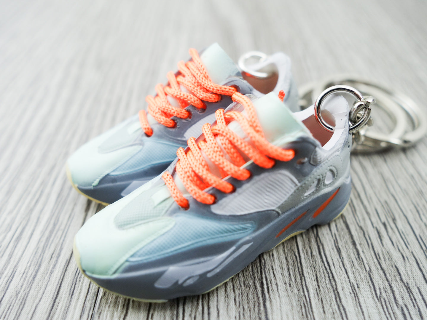 Mini Sneaker Keychains YZY 700 - Inertia with orange laces