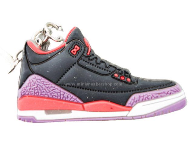 Flat Silicon AJ3 keychain - black red elephant prints