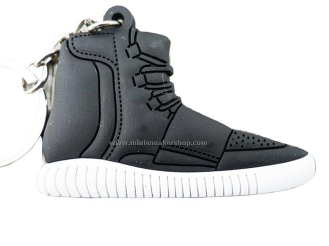 Flat Silicon Sneaker Keychain YZY Black White