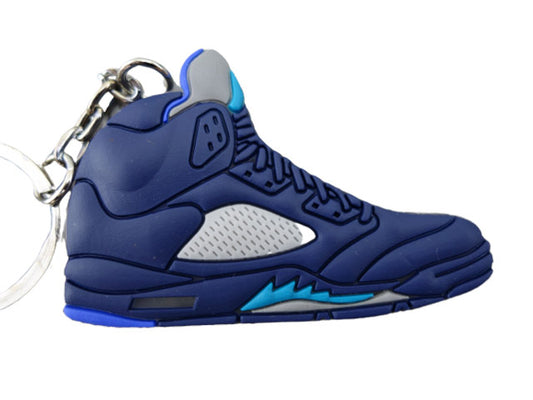 Flat Silicon Sneaker Keychain AJ 5 - Navy