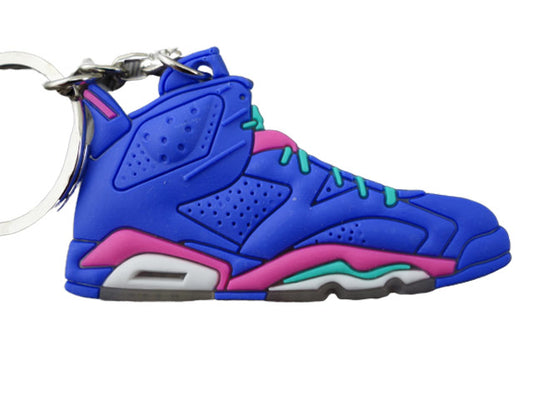 Flat Silicon Sneaker Keychain AJ 6 - Electrical Blue