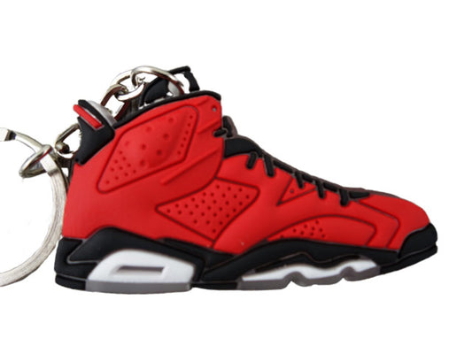 Flat Silicon Sneaker Keychain AJ 6 - Toro Red