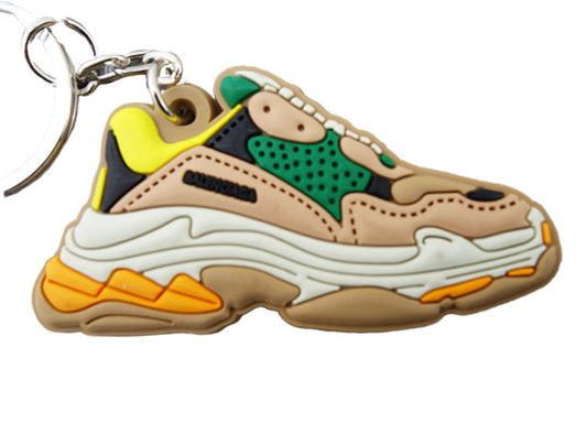 Flat Silicon keychain - Balenciaga triple S inspired - Yellow Beige Green