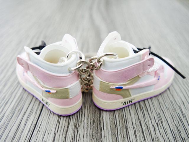 Mini sneaker keychain 3D Air Jordan 1 OW - PINK unreleased