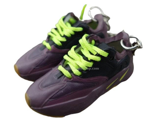 Mini Sneaker Keychains YZY  - MAUVE with yellow laces