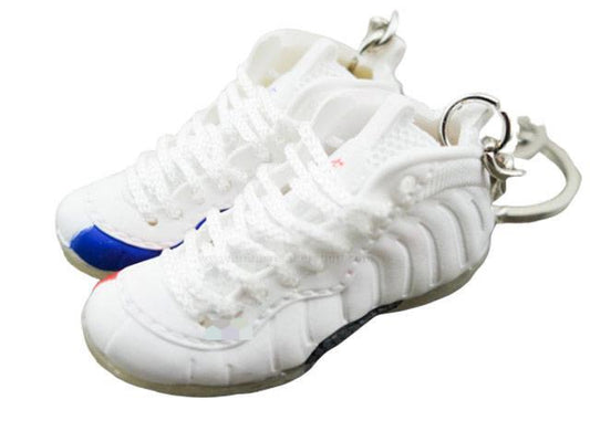 Mini sneaker keychain 3D Foam - White Blue/Coral