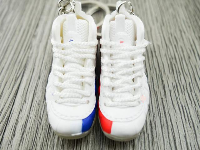 Mini sneaker keychain 3D Foam - White Blue/Coral