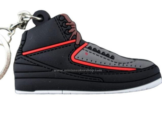 Flat Silicon AJ2 keychain - Black red grey