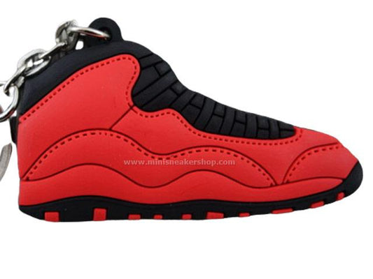 Flat Silicon Sneaker Keychain AJ 10 - Retro fusion red/black-laser orange