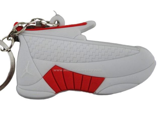 Flat Silicon Sneaker Keychain AJ 15- White True Red