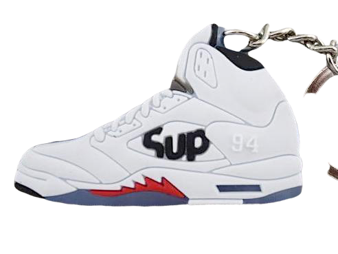 Flat Silicon Sneaker Keychain AJ 5 - White