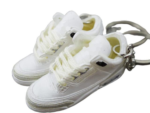 Mini Sneaker Keychains HQ AJ 3 - Triple White