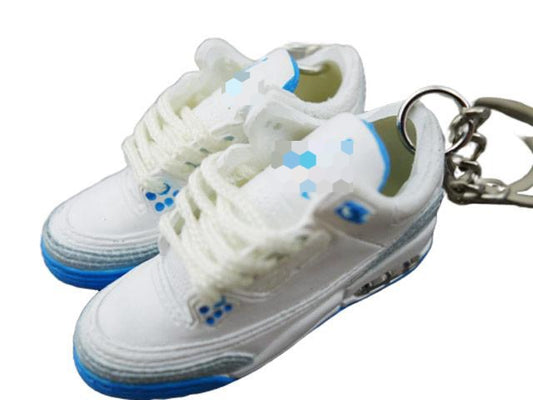 Mini Sneaker Keychains AJ 3  - Blue and White