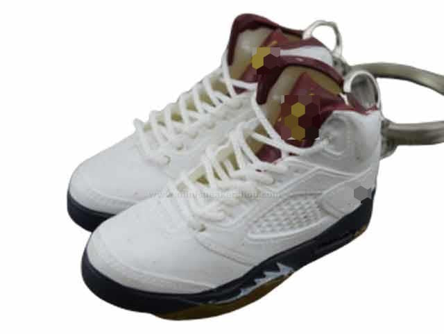 Mini Sneaker Keychains AJ 5 - White maroon black