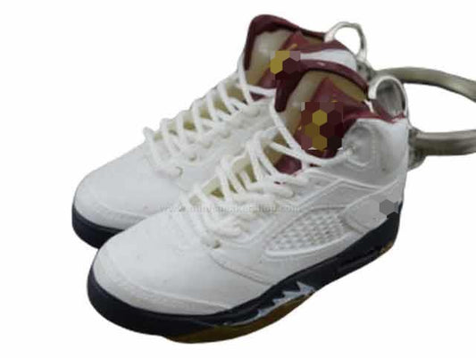 Mini Sneaker Keychains AJ 5 - White maroon black