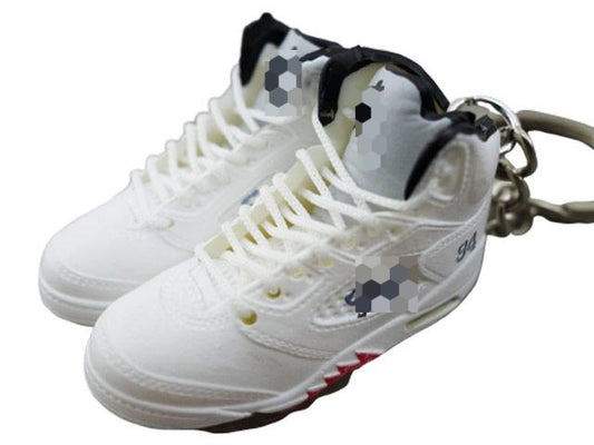 Mini Sneaker Keychains AJ 5 - White SUP