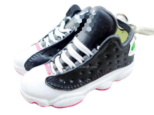 Mini 3D sneaker keychains AJ 13 Grey White Pink