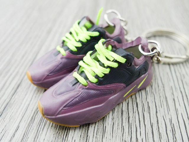 Mini Sneaker Keychains YZY  - MAUVE with yellow laces