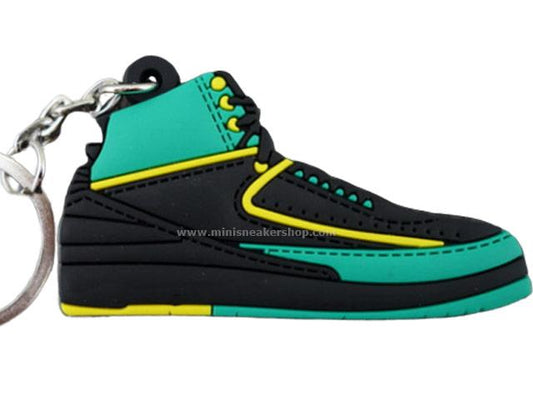 Flat Silicon AJ2  keychain - Green Yellow Black