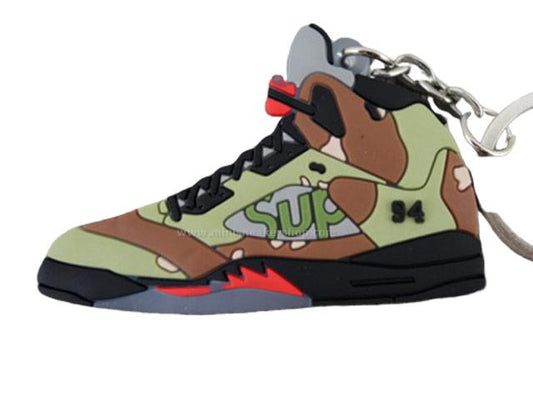 Flat Silicon Sneaker Keychain AJ 5 - camo