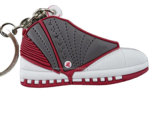 Flat Silicon Sneaker Keychain AJ 16 - Burgundy/Grey/True white