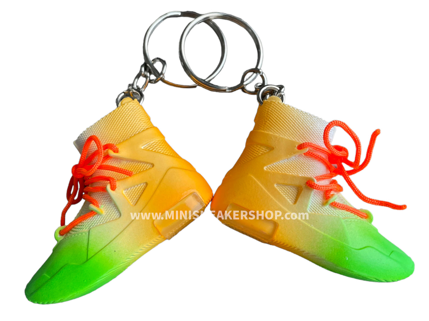Mini 3D sneaker keychains FEAR OF G. Metallic multi