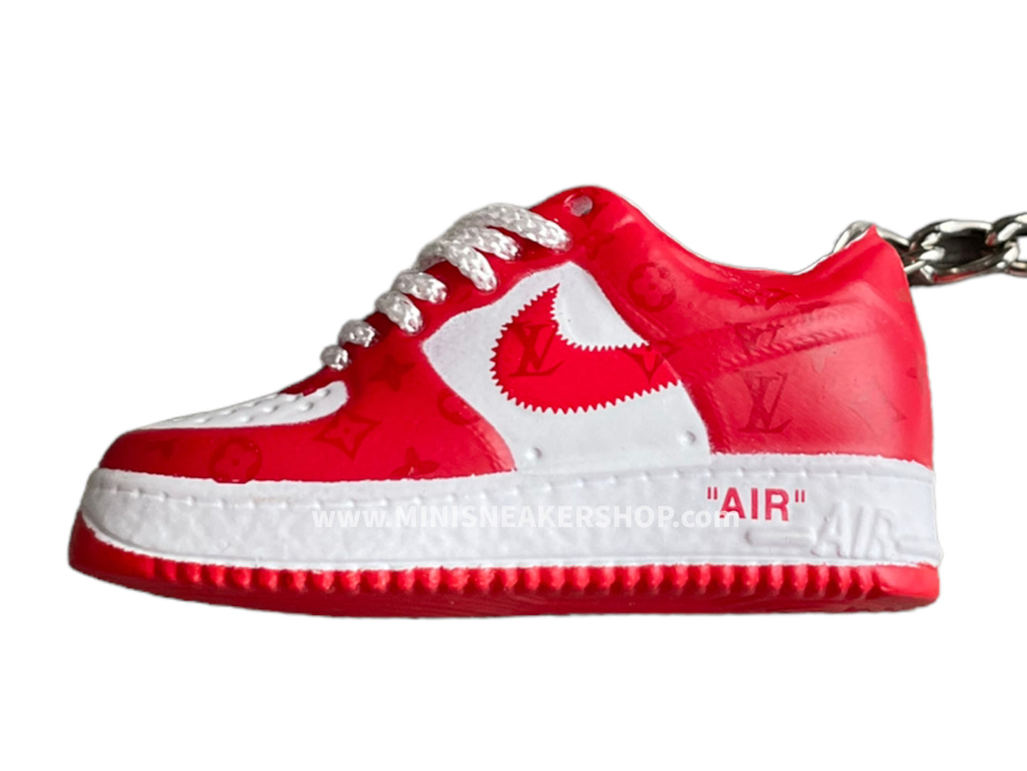 Mini 3D sneaker keychains Air Force 1 x LV - Red White