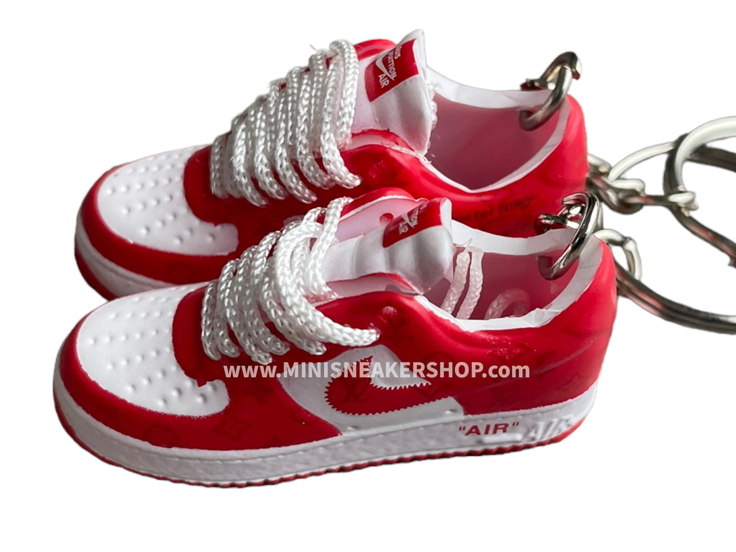 Mini 3D sneaker keychains Air Force 1 x LV - Red White
