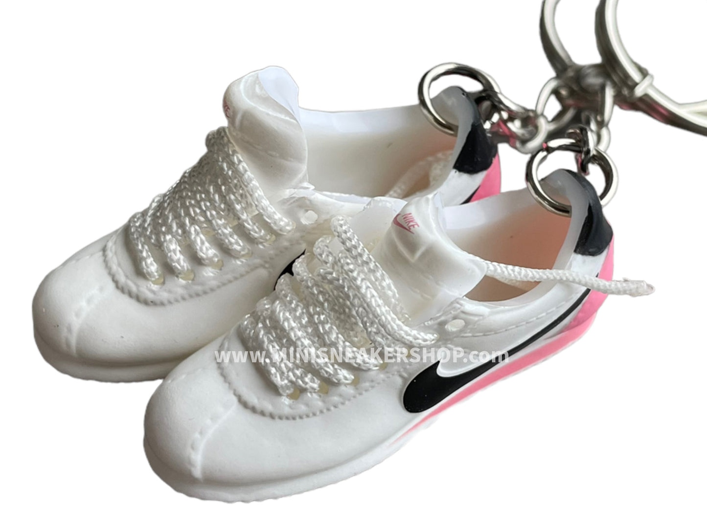 Mini 3D sneaker keychains Nike Cortez White Red Pink
