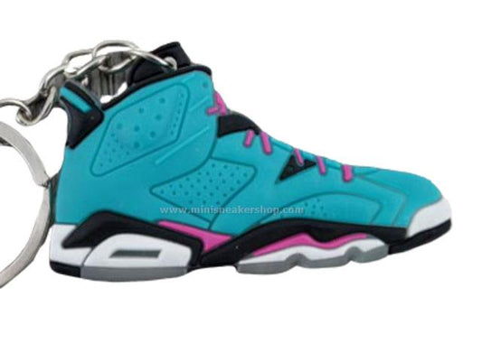 Flat Silicon Sneaker Keychain AJ 6 - Turquoise Pink