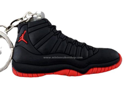 Flat Silicon Sneaker Keychain Jordan 11 - Black Red