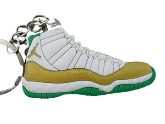 Flat Silicon Sneaker Keychain Jordan 11 - Gold Green