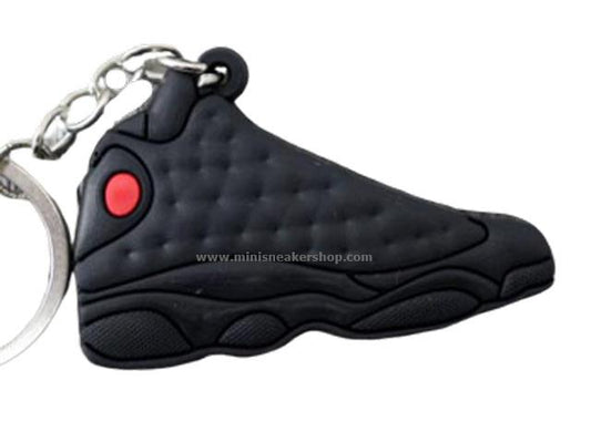 Flat Silicon Sneaker Keychain AJ 13 - Black Red