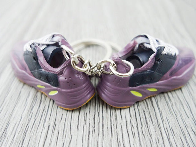 Mini Sneaker Keychains YZY  700 - MAUVE with white laces