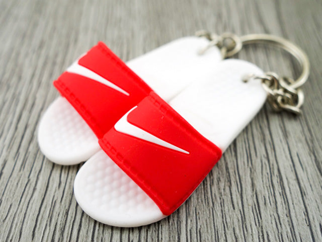 mini 3D sneaker keychains Flip Flops - Benassi Sandals Red/White