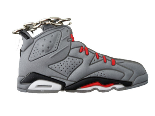 Flat Silicon Sneaker Keychain AJ 6 - Grey Red