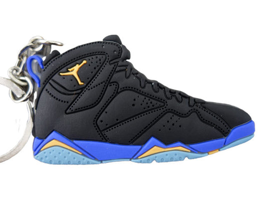 Flat Silicon Sneaker Keychain Jordan 7 - Black and Blue