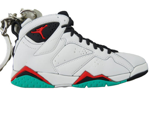 Flat Silicon Sneaker Keychain Jordan 7 - White, Turquoise, Red
