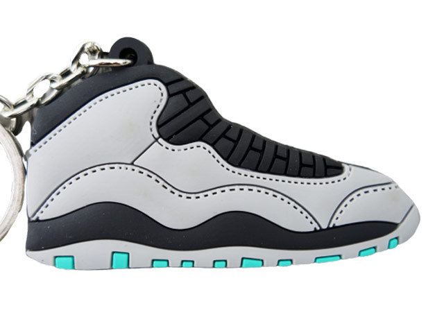 Flat Silicon Sneaker Keychain AJ 10 - grey mint