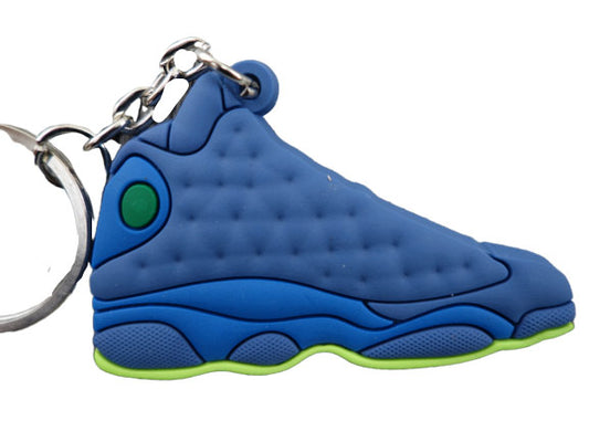 Flat Silicon Sneaker Keychain AJ 13 - Blue Green