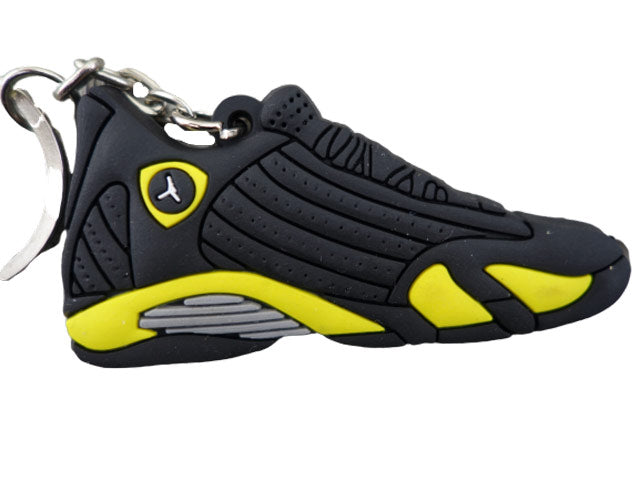 Flat Silicon Sneaker Keychain HQ AJ 14 - Black Yellow