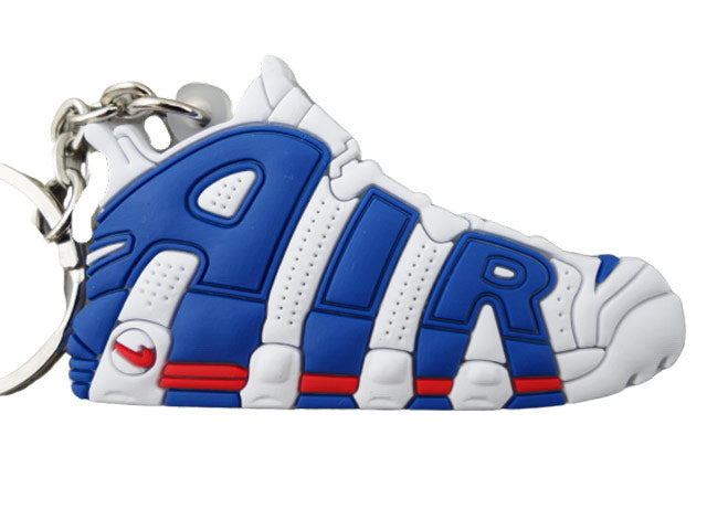 Flat Silicon Sneaker Keychain Nike Uptempo White Blue