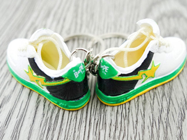 Mini 3D sneaker keychains BAPE - Yellow Green White