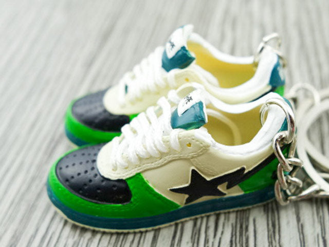 Mini 3D sneaker keychains BAPE - Green White Black